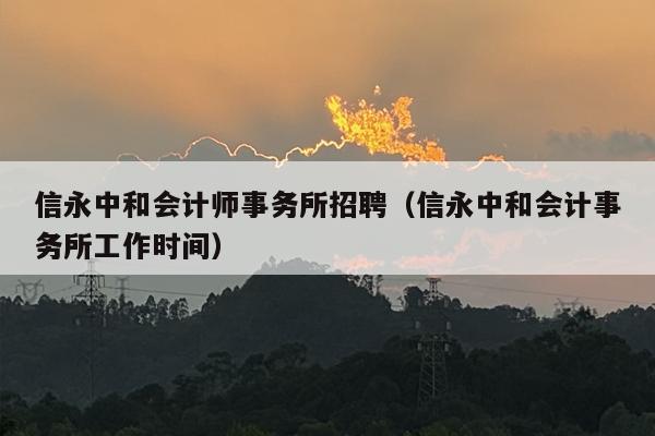 信永中和会计师事务所招聘（信永中和会计事务所工作时间）