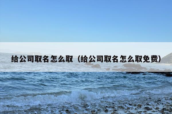 给公司取名怎么取（给公司取名怎么取免费）