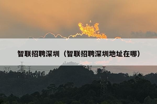 智联招聘深圳（智联招聘深圳地址在哪）