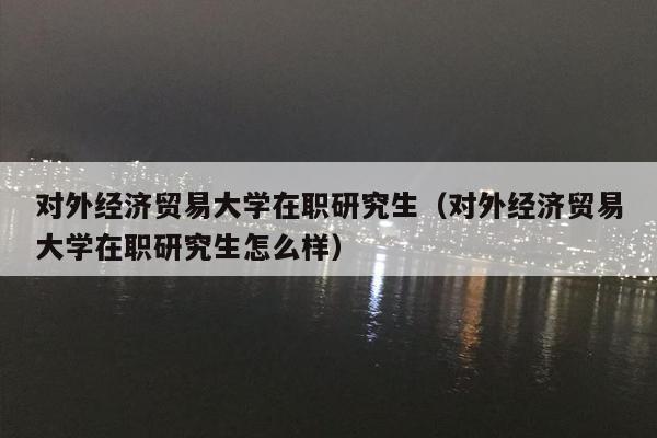 对外经济贸易大学在职研究生（对外经济贸易大学在职研究生怎么样）