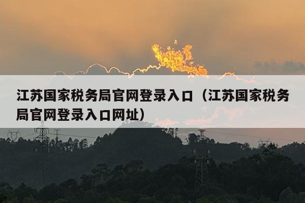 江苏国家税务局官网登录入口（江苏国家税务局官网登录入口网址）