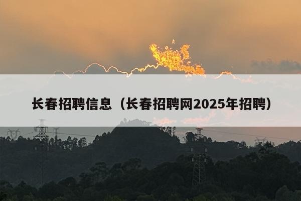 长春招聘信息（长春招聘网2025年招聘）