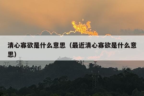 清心寡欲是什么意思（最近清心寡欲是什么意思）
