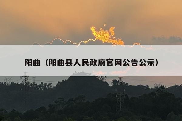 阳曲（阳曲县人民政府官网公告公示）