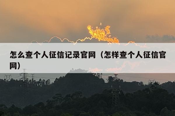 怎么查个人征信记录官网（怎样查个人征信官网）
