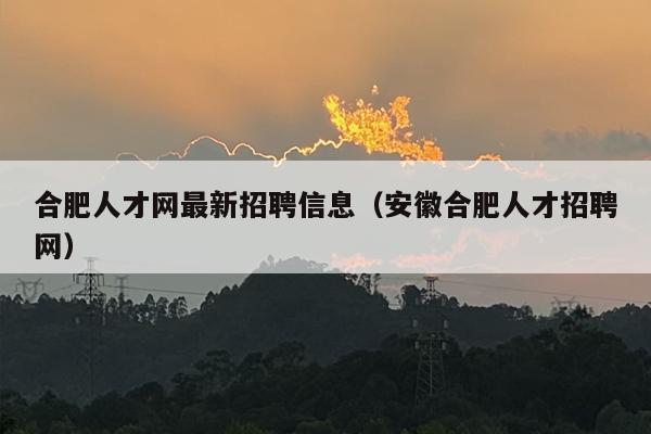 合肥人才网最新招聘信息（安徽合肥人才招聘网）
