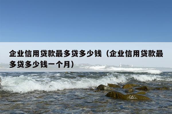 企业信用贷款最多贷多少钱（企业信用贷款最多贷多少钱一个月）