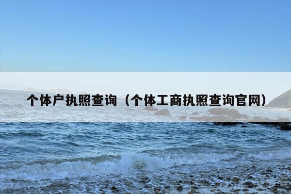 个体户执照查询（个体工商执照查询官网）