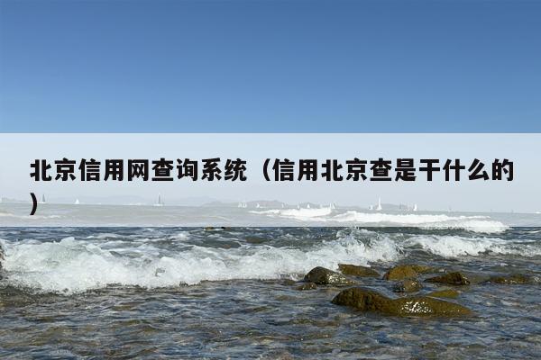 北京信用网查询系统（信用北京查是干什么的）