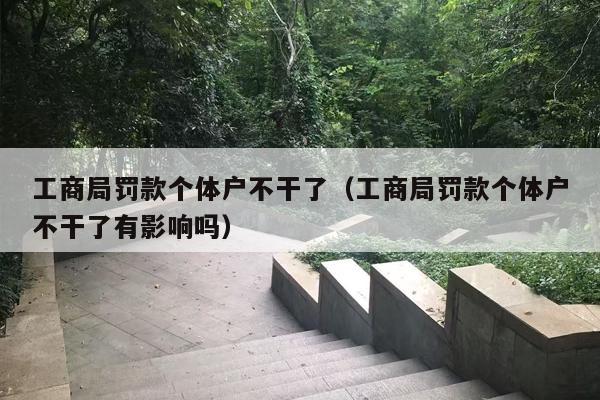 工商局罚款个体户不干了（工商局罚款个体户不干了有影响吗）