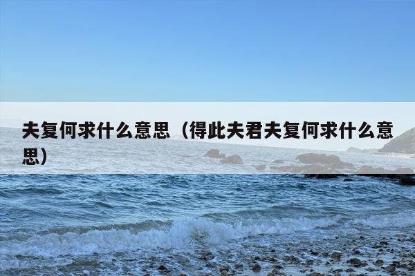 夫复何求什么意思（得此夫君夫复何求什么意思）