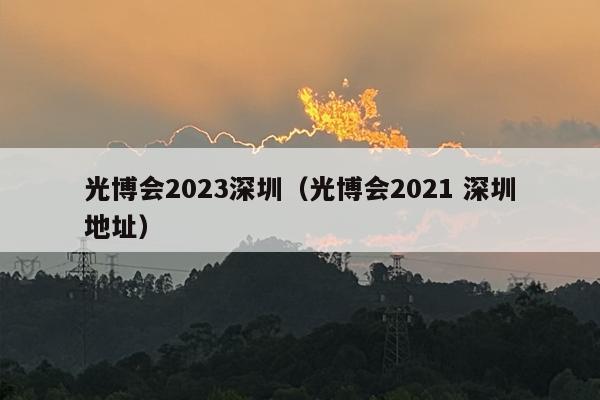 光博会2023深圳（光博会2021 深圳地址）
